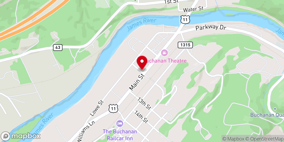Map showing location of Trinity United Methodist Church