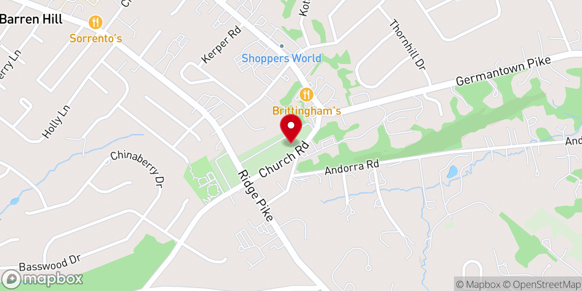 Map showing location of Saint Peter's Lutheran Church