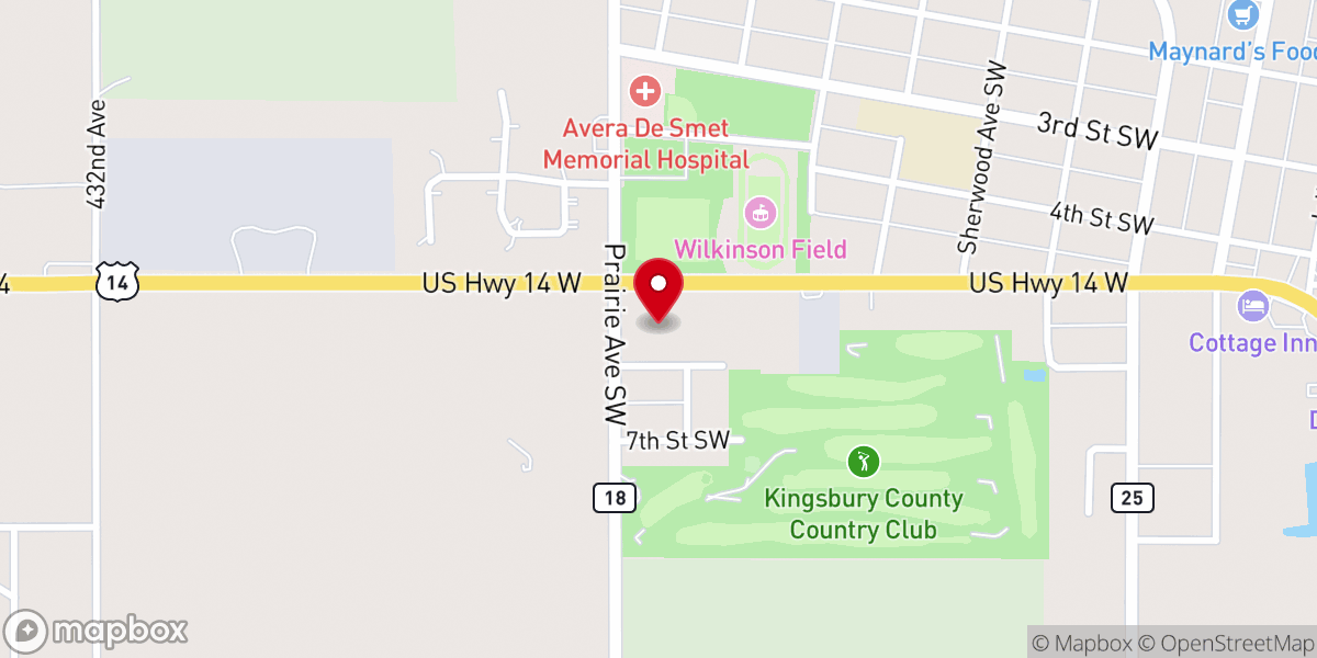 Map showing location of De Smet Community Church (Formerly UCC)