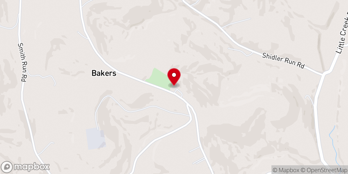 Map showing location of North Ten Mile Church
