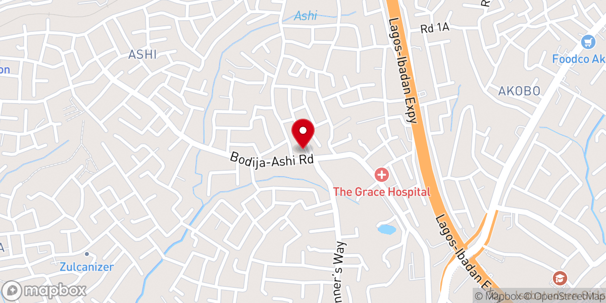 Map showing location of Christ Chapel International Church, Ashi Ibadan