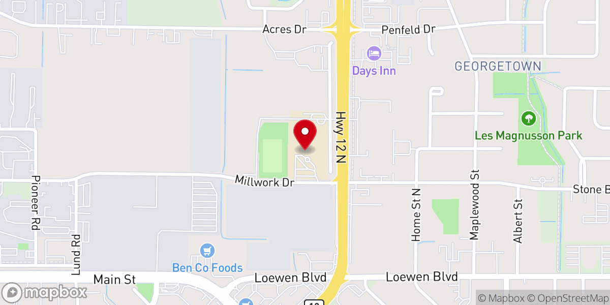 Map showing location of Steinbach Bible College