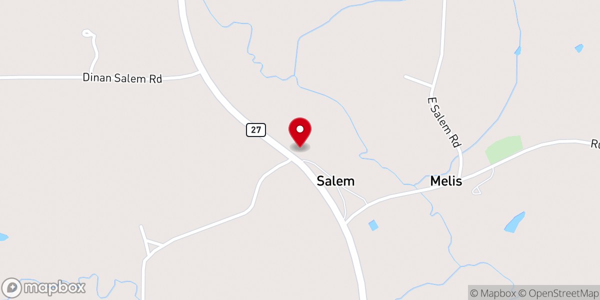Map showing location of Salem Baptist Church