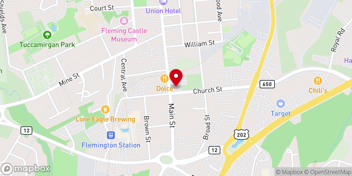 Map showing location of Flemington Baptist Church