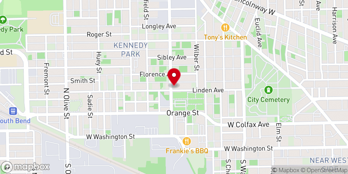 Map showing location of Greater New Jerusalem Missionary Baptist Church of South Bend