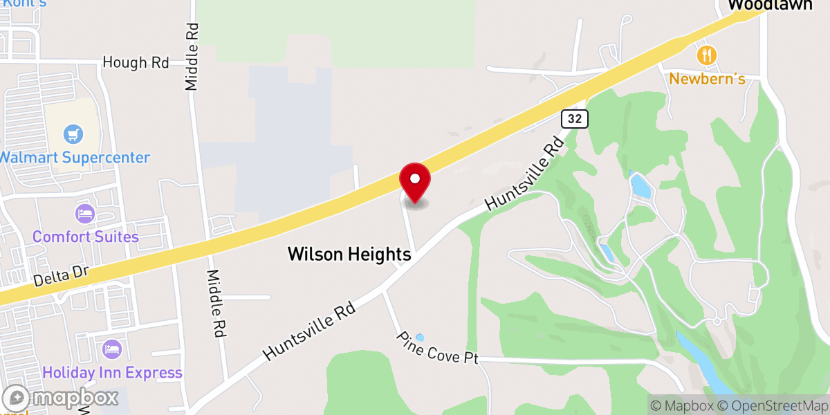 Map showing location of Fairview Baptist Church
