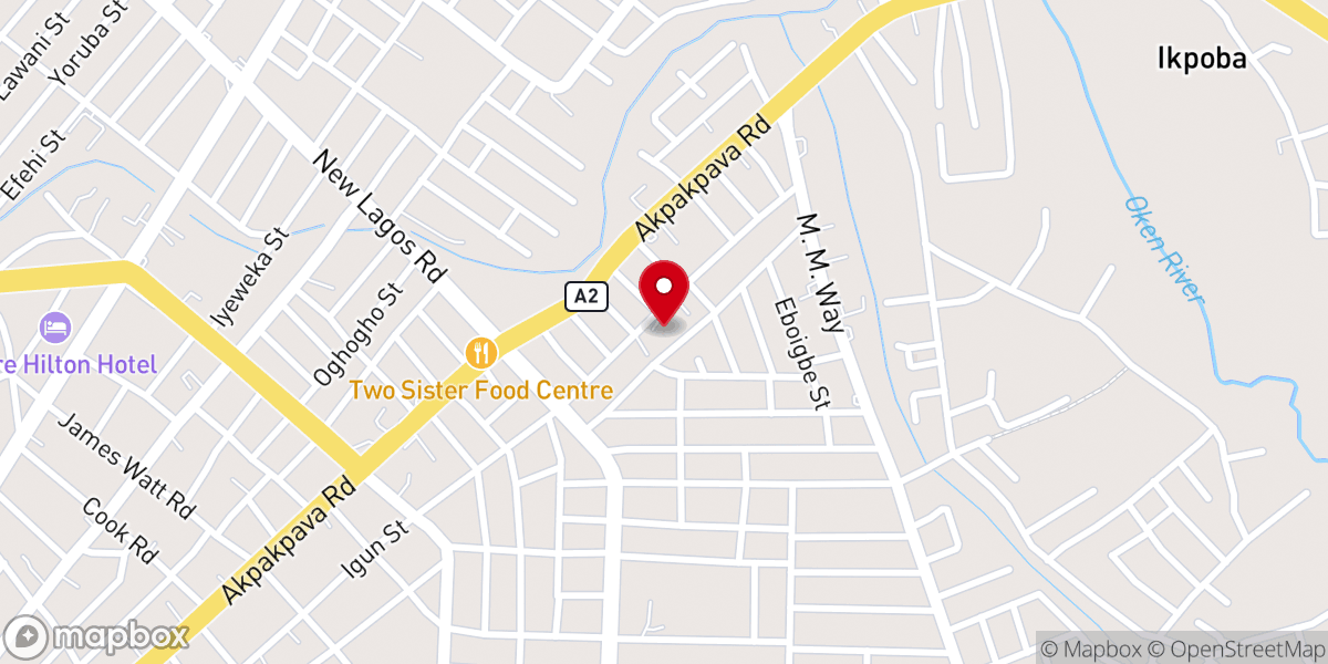 Map showing location of Living Faith Church, Upper Igun