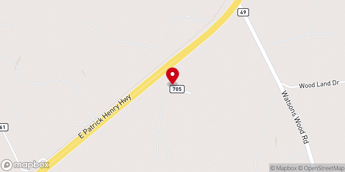 Map showing location of First Nottoway Baptist Church