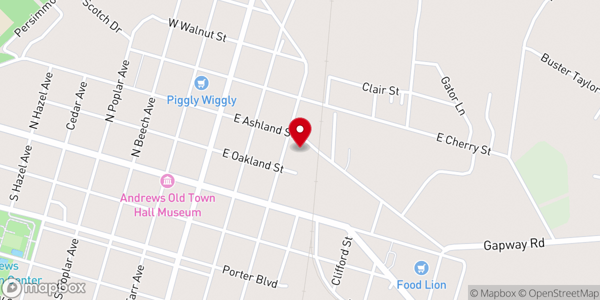 Map showing location of Andrews Pentecostal Holiness Church