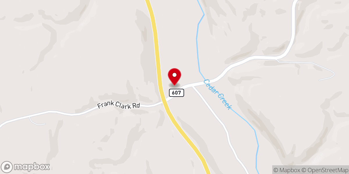 Map showing location of Old Cedar Church