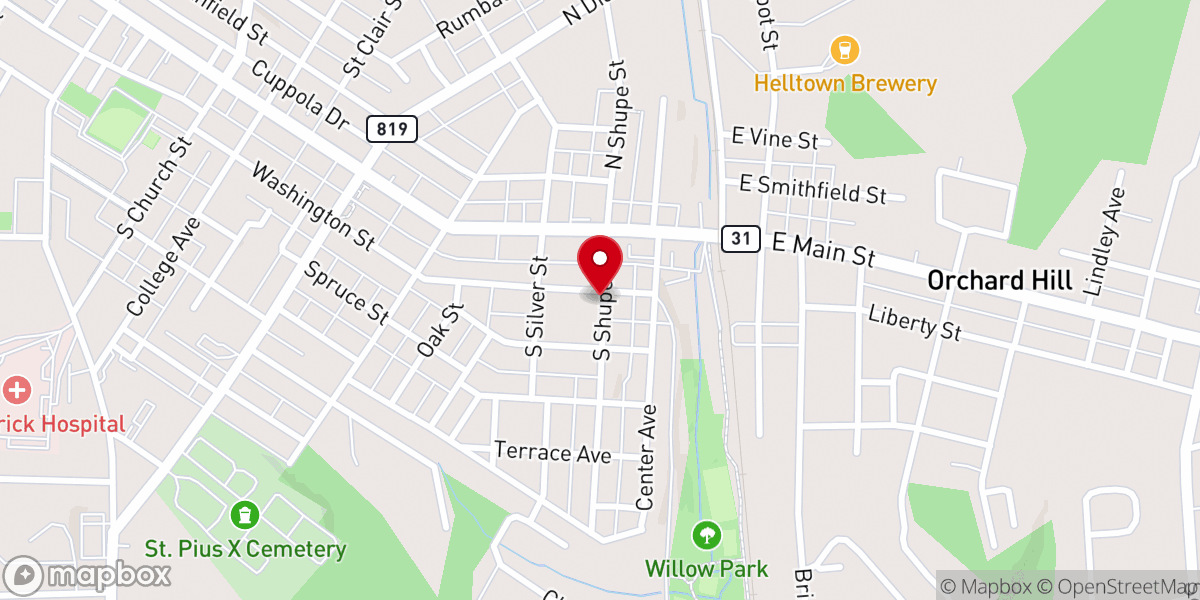 Map showing location of Mount Pleasant Church of The Brethren
