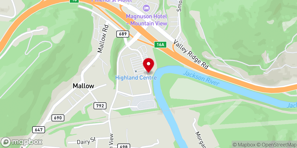 Map showing location of Alleghany Highlands Chamber of Commerce & Tourism