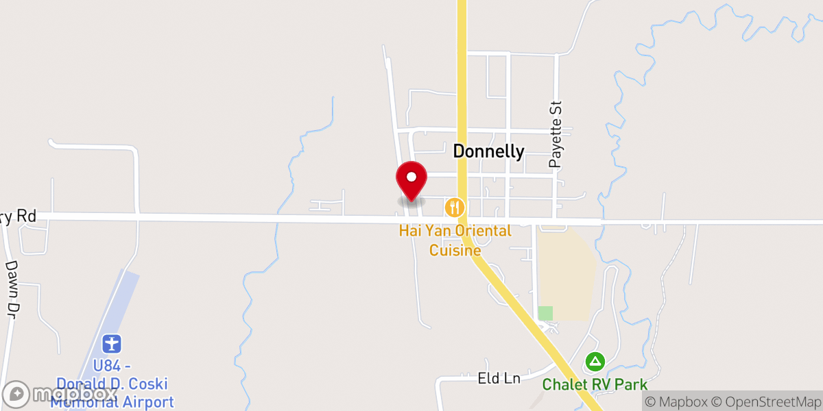 Map showing location of The Grainery: Donnelly Bible Church Food Bank