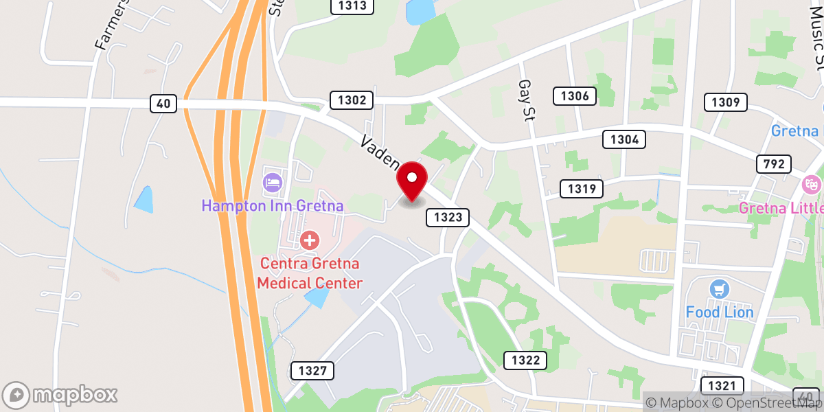 Map showing location of Gretna Health & Rehabilitation Center