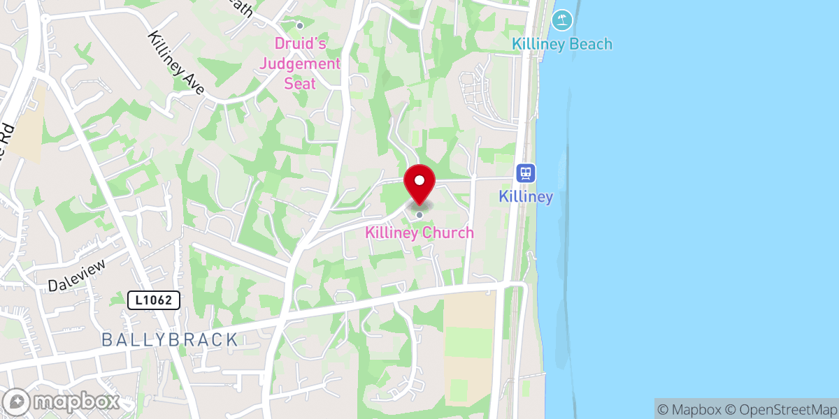 Map showing location of Killiney Monastic Site
