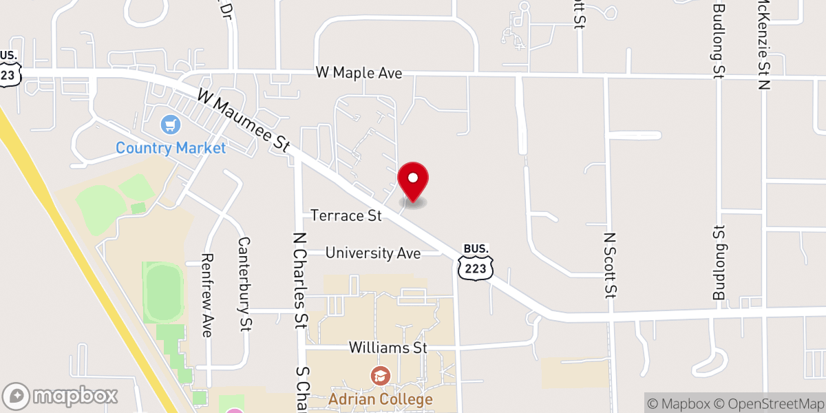 Map showing location of River Raisin Unitarian Universalist Fellowship