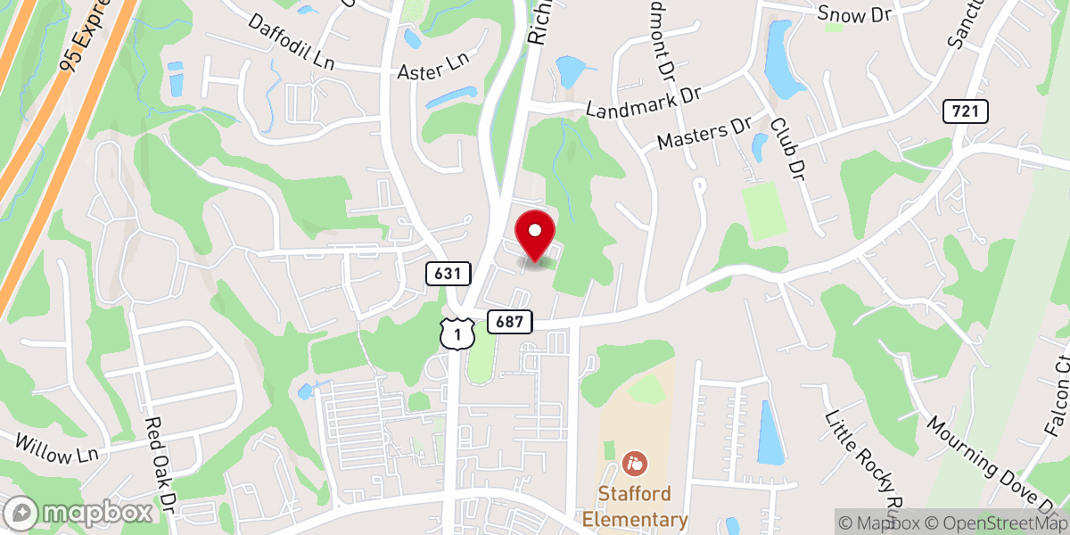 Map showing location of Stafford Baptist Church