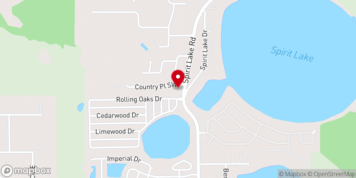 Map showing location of Spirit Lake Community Church