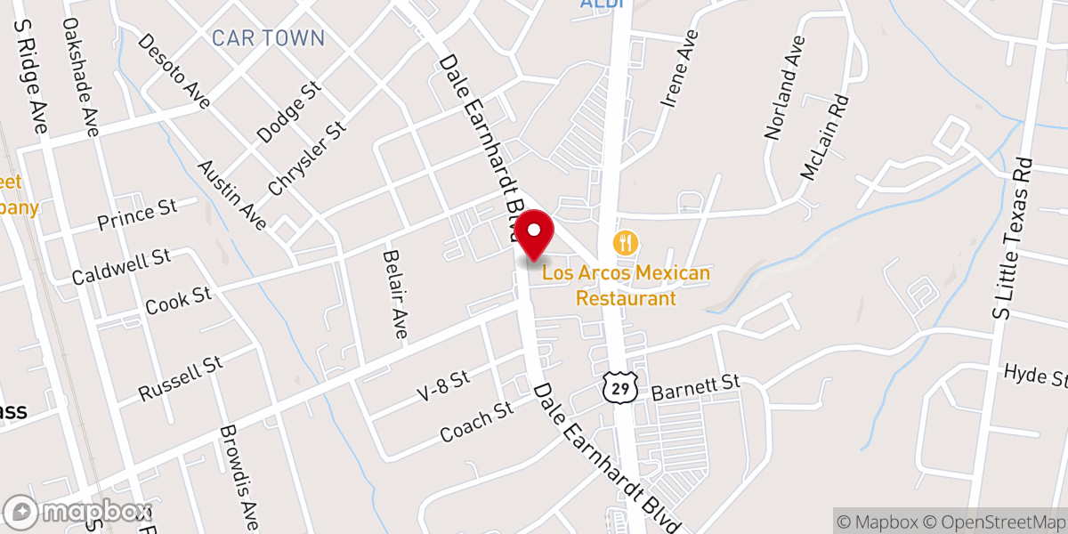 Map showing location of Memorial Baptist Church