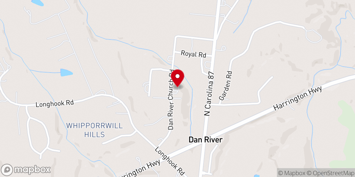 Map showing location of Dan River Wesleyan Church
