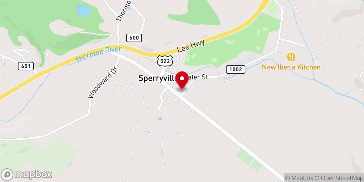 Map showing location of Sperryville Methodist Church