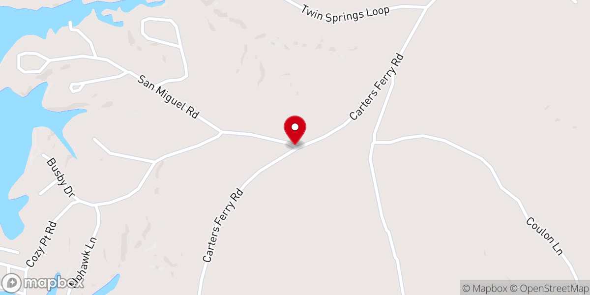 Map showing location of Toledo Bend Family Adventure Park
