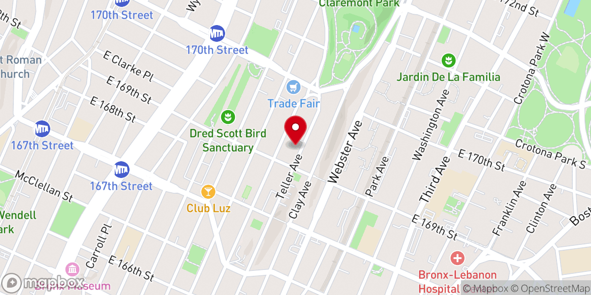 Map showing location of Community Church of Morrisania