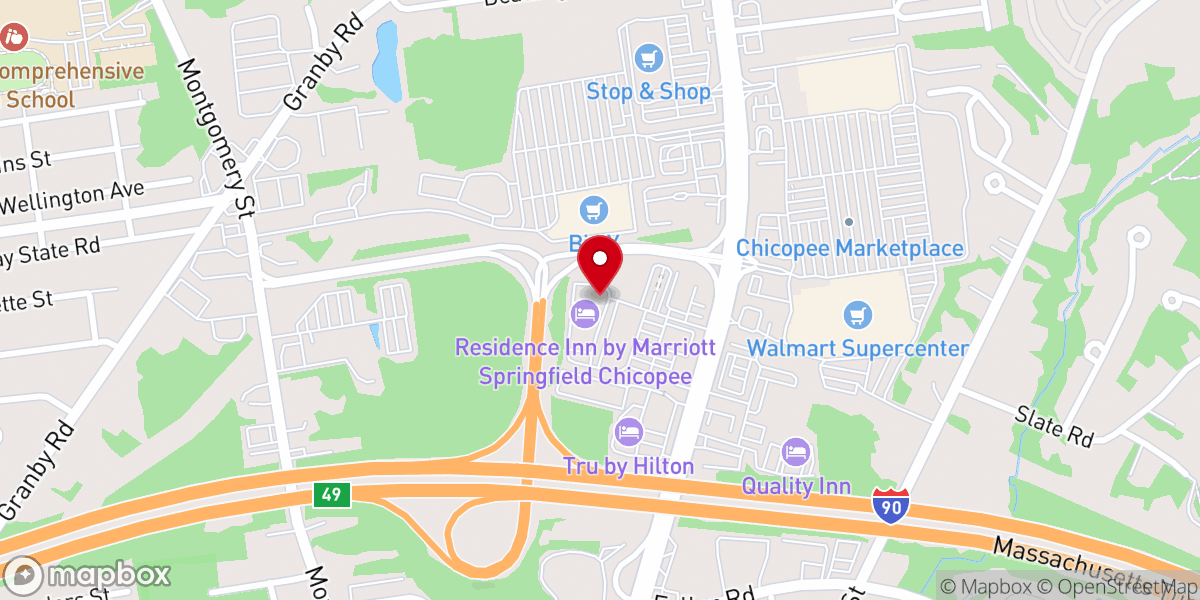 Map showing location of Residence Inn by Marriott Springfield Chicopee