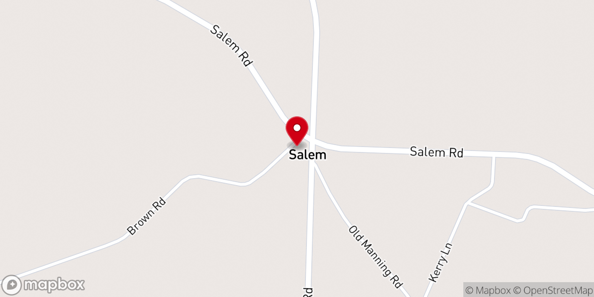 Map showing location of Salem Free Will Baptist Church