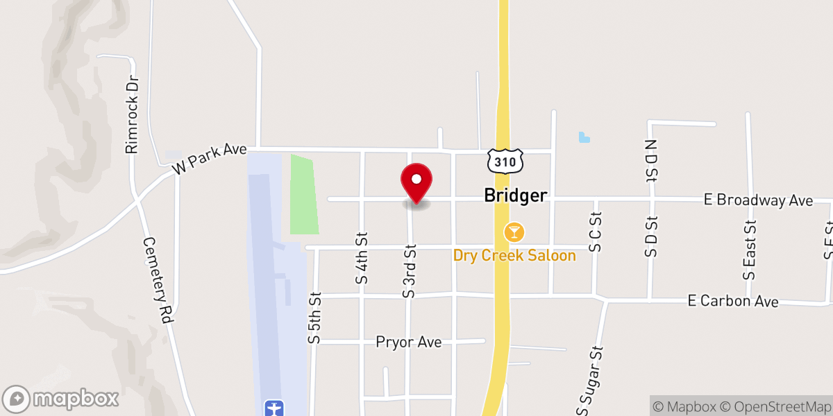 Map showing location of Bridger United Methodist Church