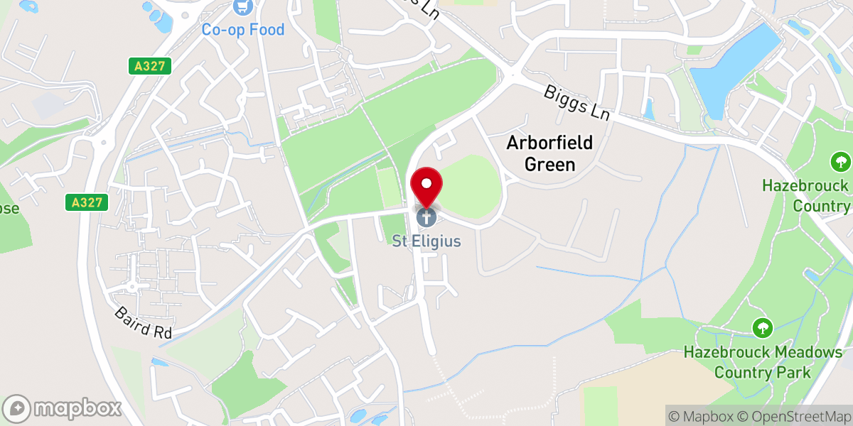 Map showing location of St Eligius Church