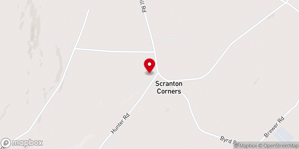 Map showing location of Bunnell Hill Church