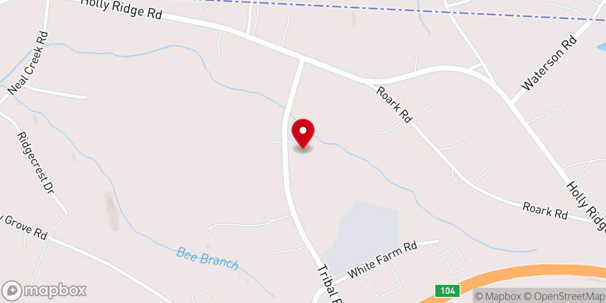 Map showing location of Holly Ridge Presbyterian Church