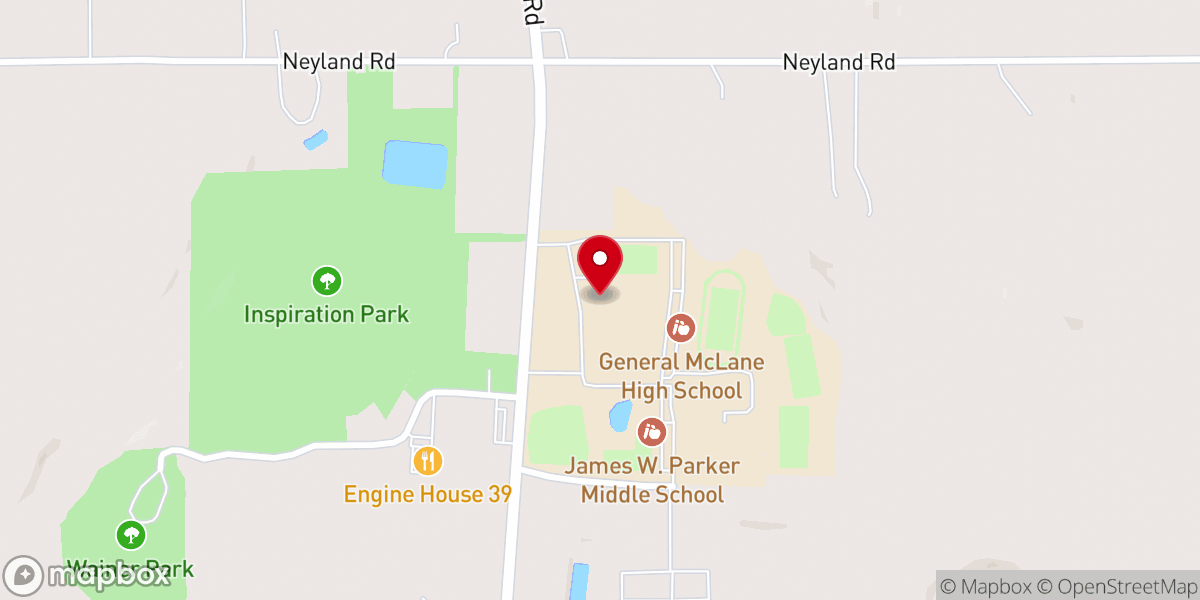 Map showing location of General McLane High School
