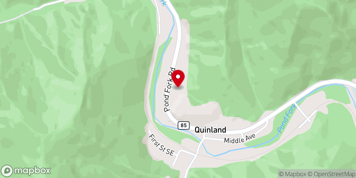 Map showing location of Quinland Church