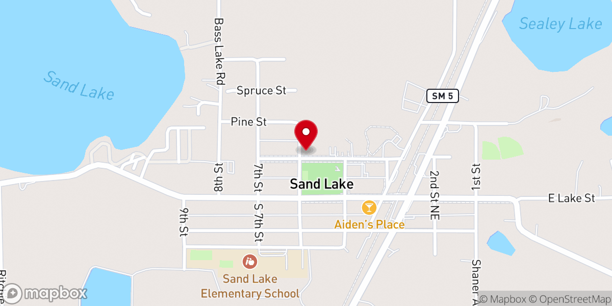 Map showing location of Sand Lake Community Church