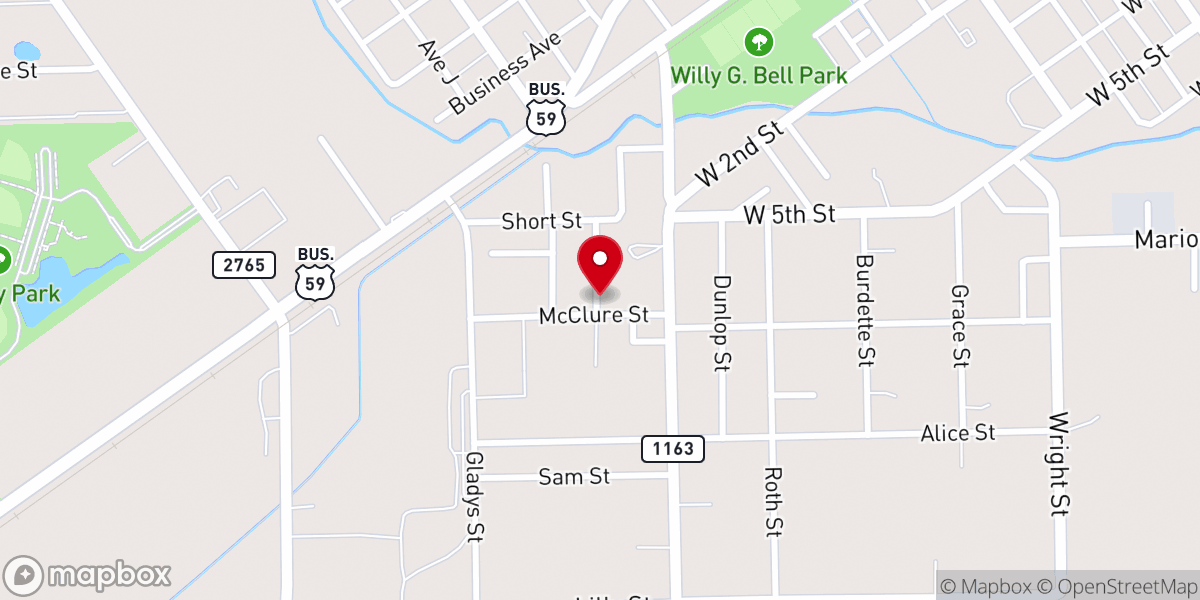 Map showing location of Mt Olive Baptist Church