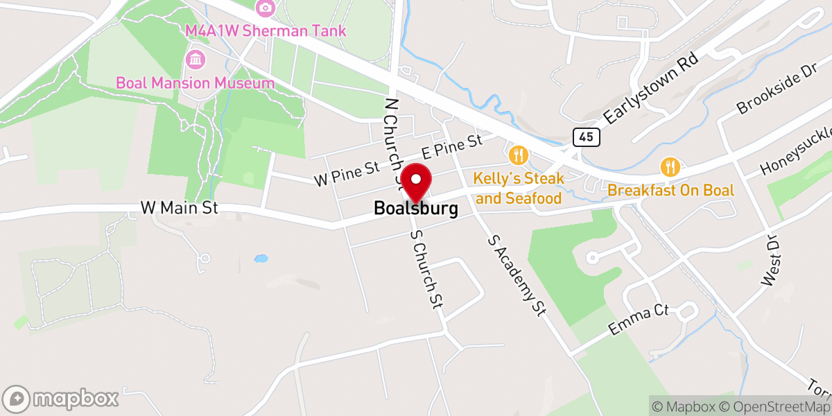 Map showing location of Boalsburg