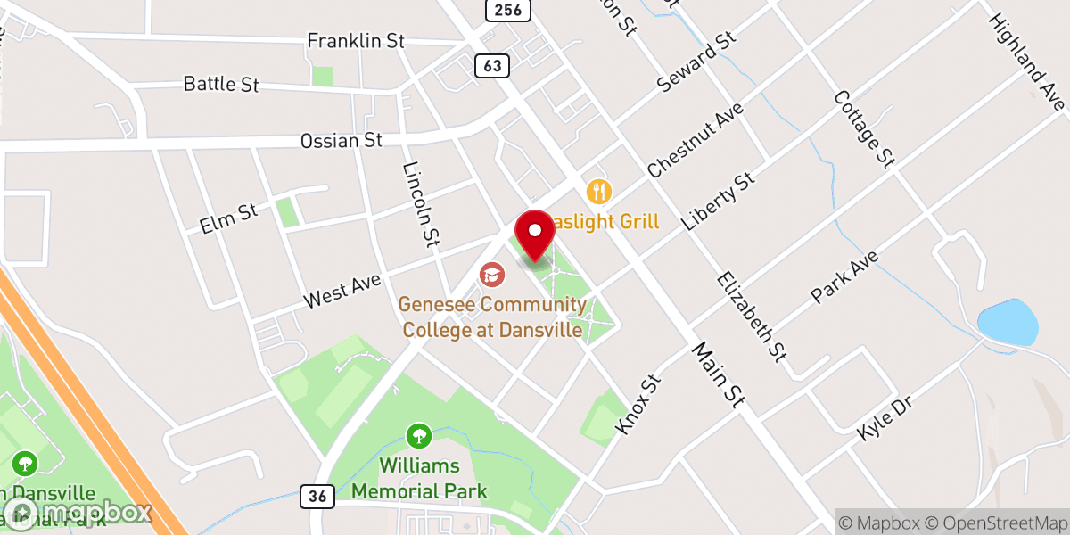 Map showing location of Dansville Presbyterian Church