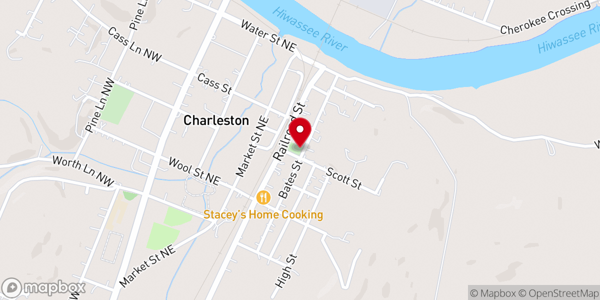 Map showing location of Historic Cumberland Presbyterian Church