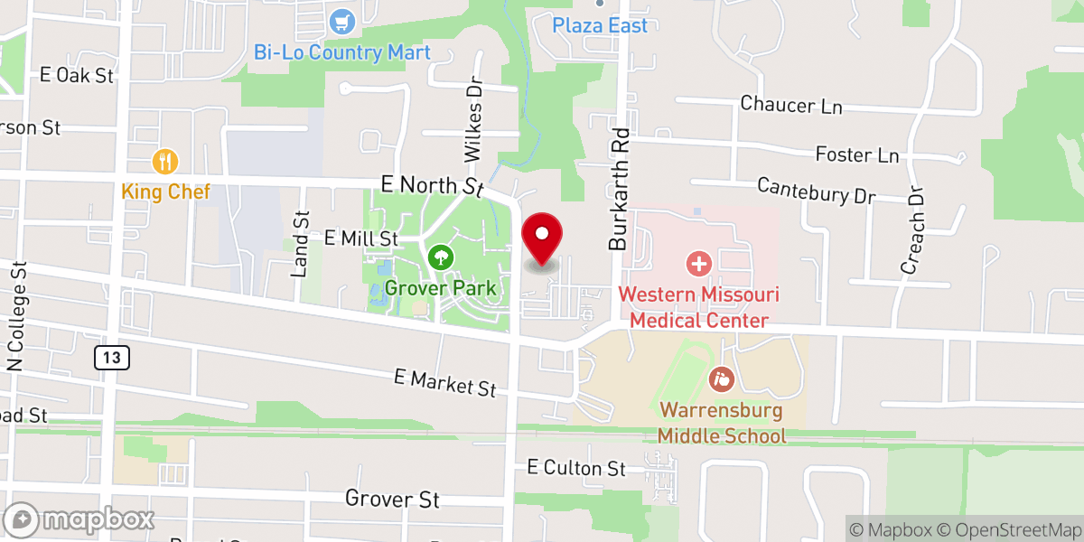 Map showing location of Grover Park Baptist Church