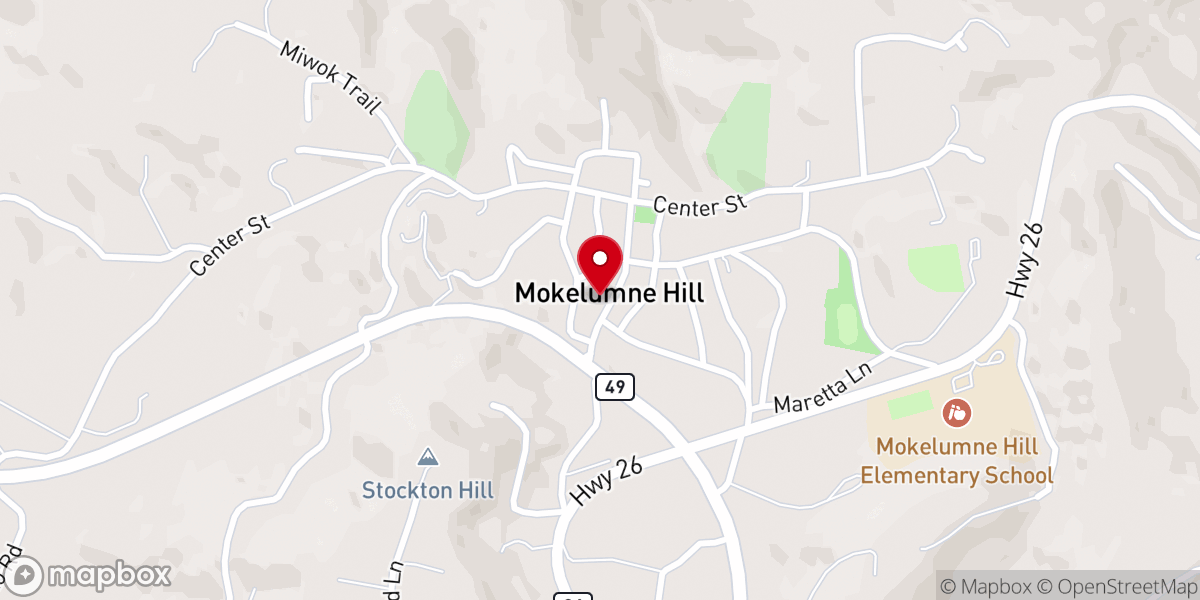 Map showing location of Mokelumne Hill Community Church