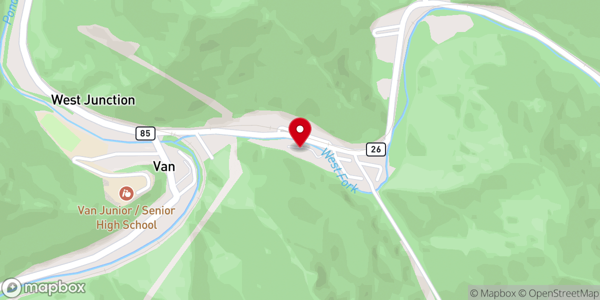 Map showing location of Van United Methodist Church