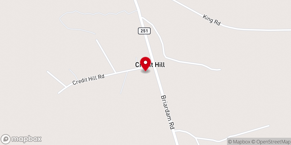 Map showing location of Second Credit Hill Church