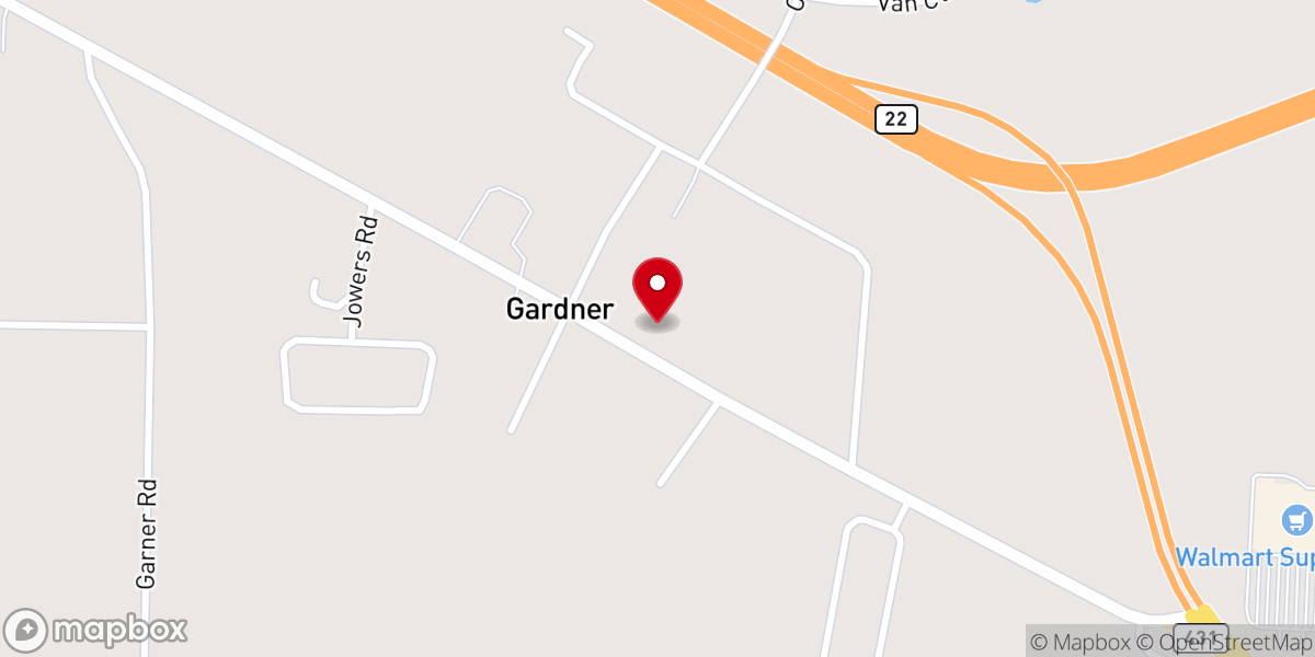 Map showing location of Gardner Church of Christ