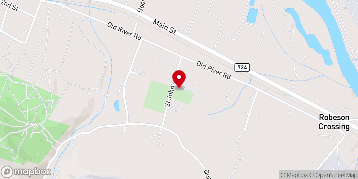 Map showing location of St John's United Church-Christ