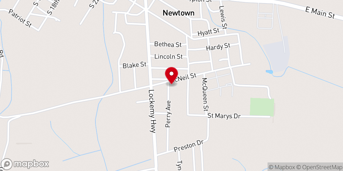 Map showing location of New Bethel Presbyterian Church