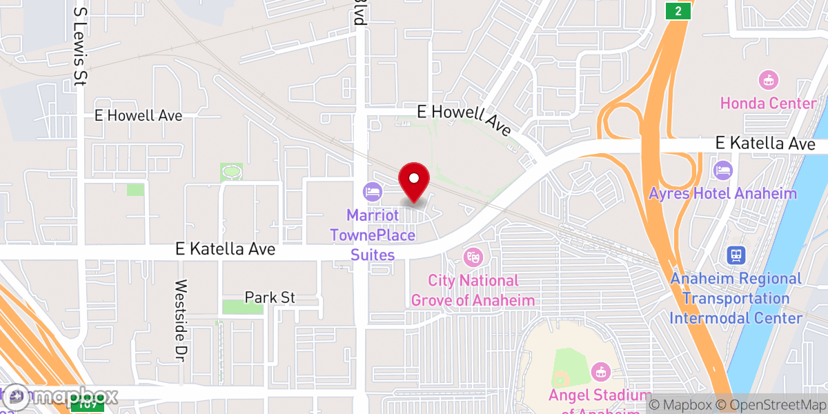 Map showing location of Saddleback Church Anaheim