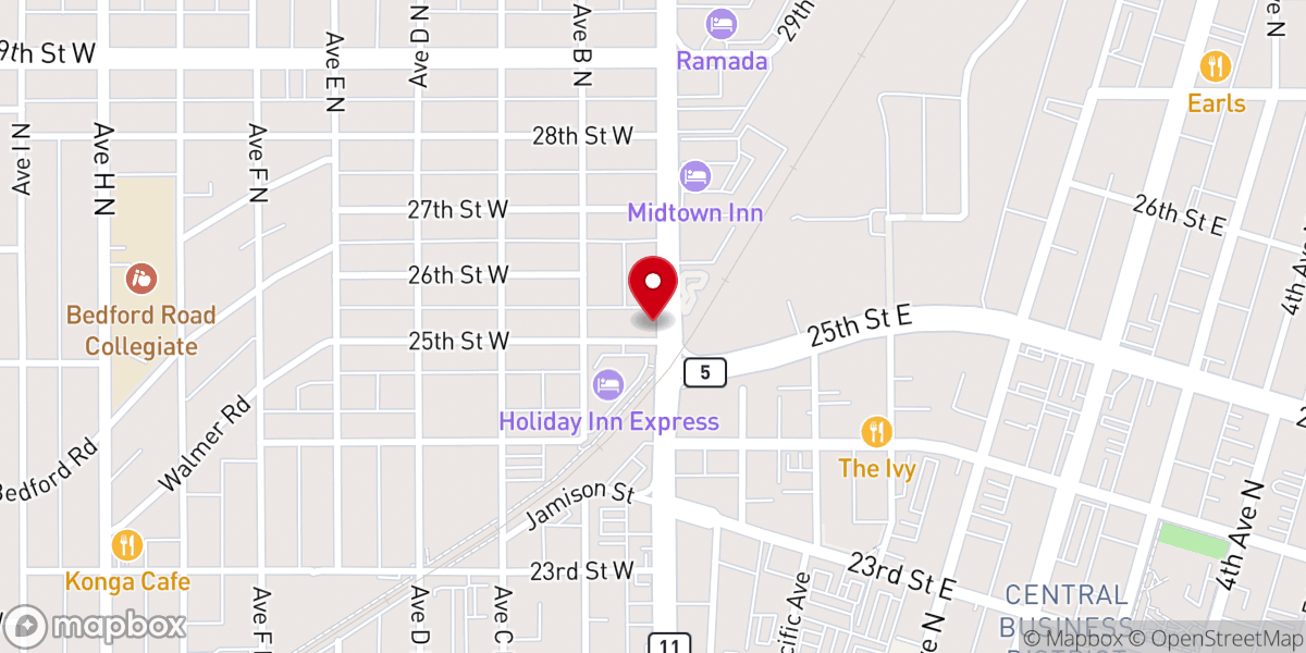 Map showing location of Saskatoon Chinese Alliance Church
