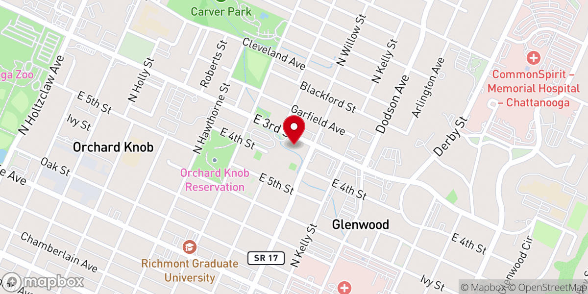 Map showing location of East Third Street Church of Christ